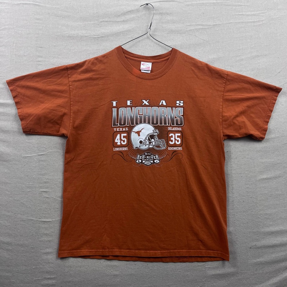 Viatran Texas Longhorns T-Shirt Mens XL Orange Red River Rivalry 2008 Graphic